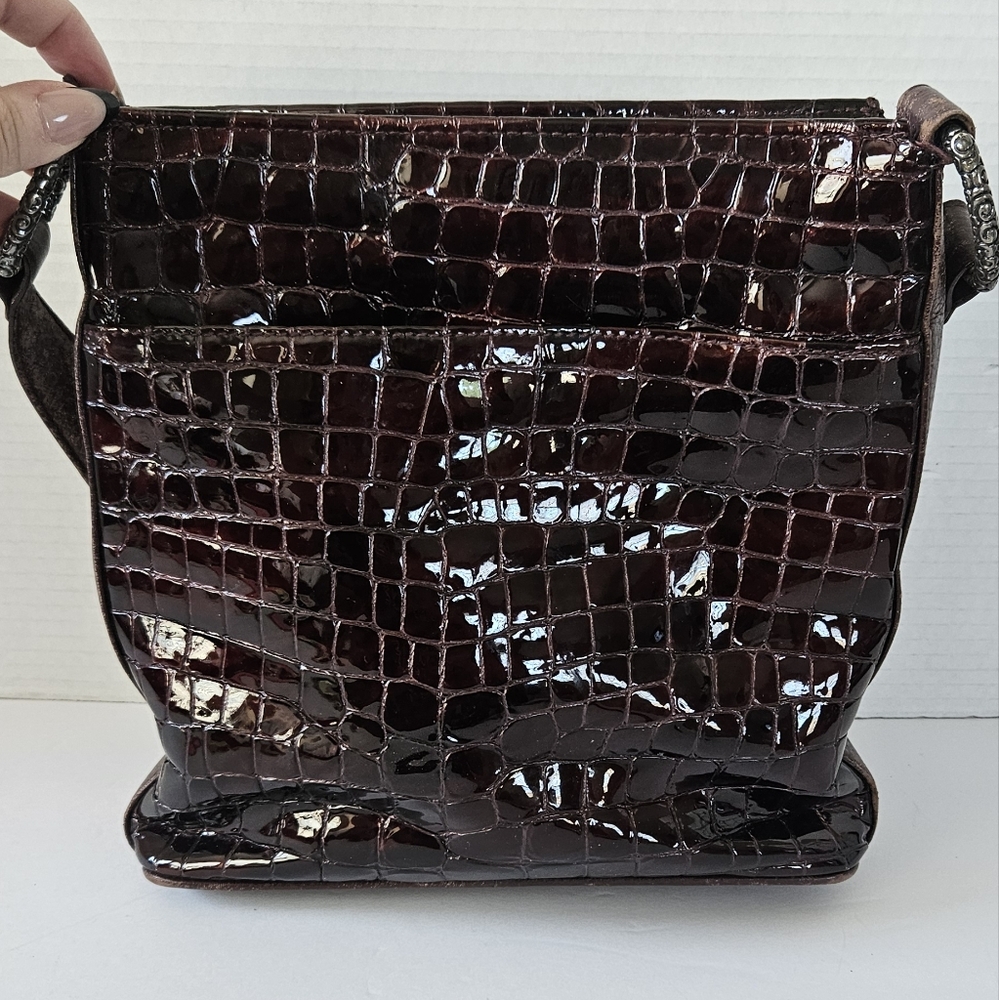 Brighton Croc Embossed Leather Shoulder Bag - Picture 2 of 13